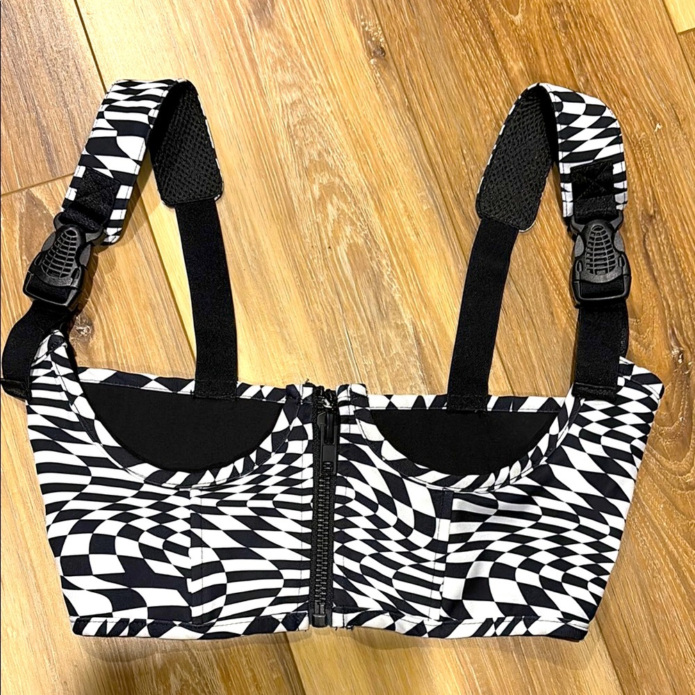 TRIPPY CHECK UNDERWIRE ZIP UP TOP